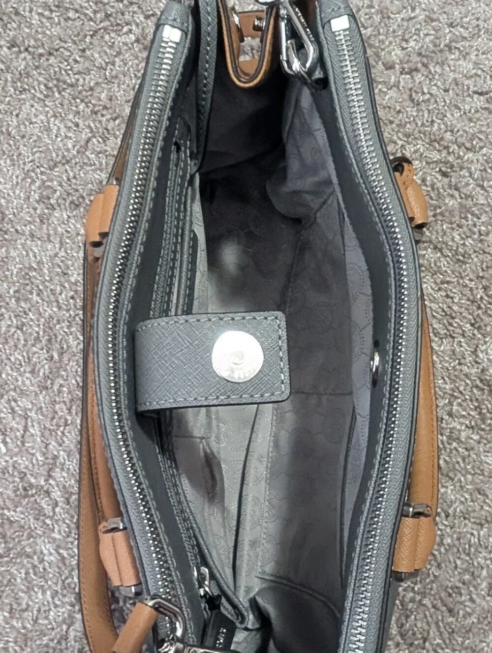 Michael Kors Black Satchel with Brown Trim and MK Sunglasses
